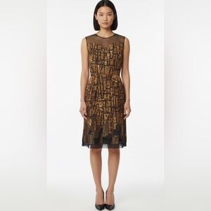 Oscar de la Renta  vintage Geometric Brown and Black Midi Dress